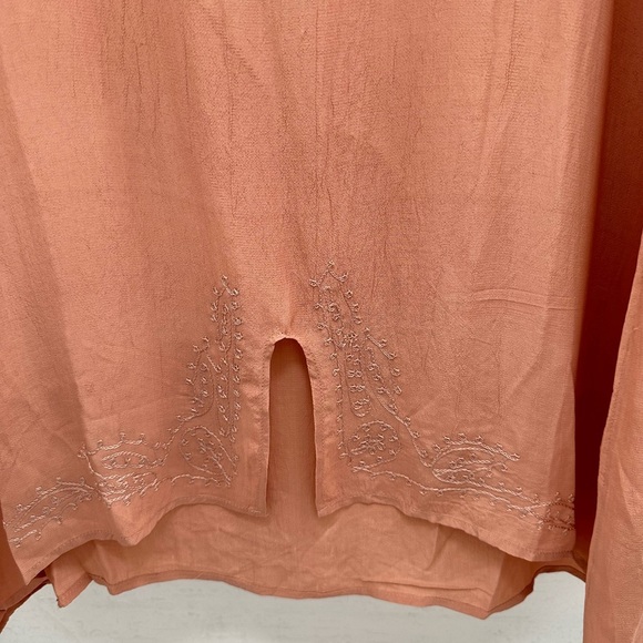 NATAYA Pink crepe embroidered split hem midi woman maxi timeless dress NWT 2X - Picture 9 of 11